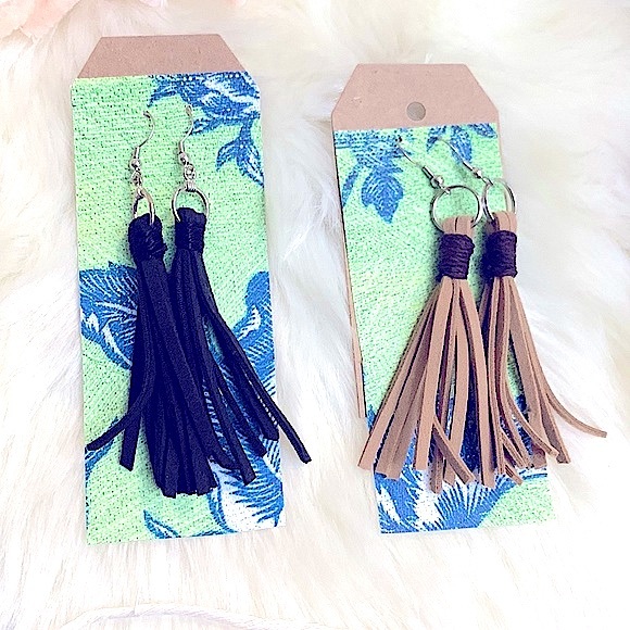 🆕»-»bOheMiAN MoDeRn LeAtHeR fRiNGe EaRrInGS« HaNdCrAfTeD »ClAsSiC bOhO sTyLe« - Picture 5 of 15